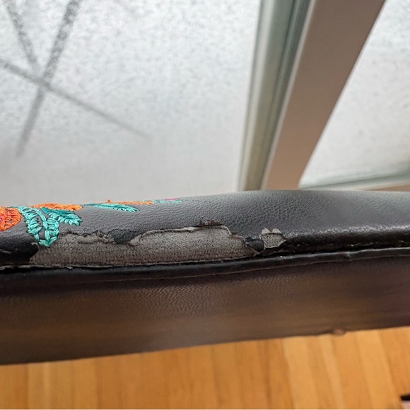 Desigual Embroidered Floral Satchel Tote Bag Black Top Handle Handbag - Picture 13 of 13